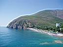 Партенит, вид с мыса Кучук-Аю на Аю-Даг и пляж санатория "Крым"