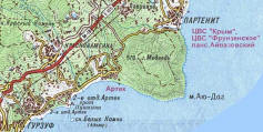 Топографическая карта окрестностей Партенита